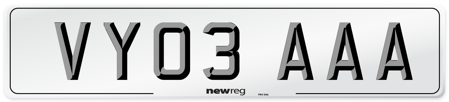 VY03 AAA Number Plate from New Reg